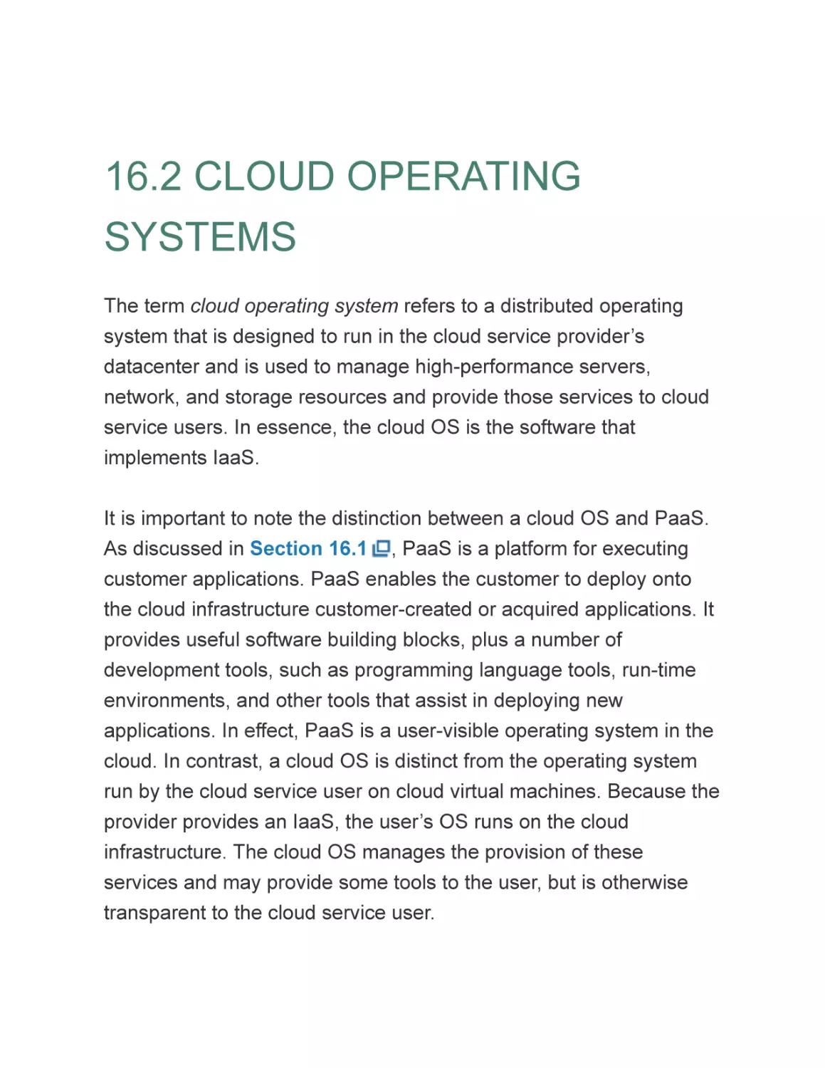 16.2 CLOUD OPERATING SYSTEMS