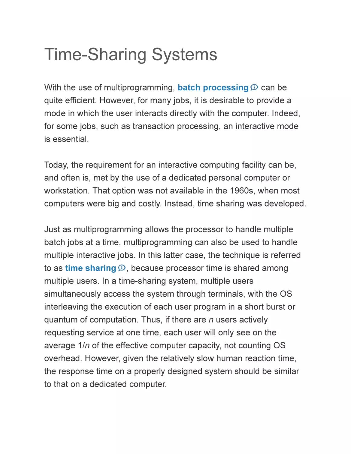 Time-Sharing Systems