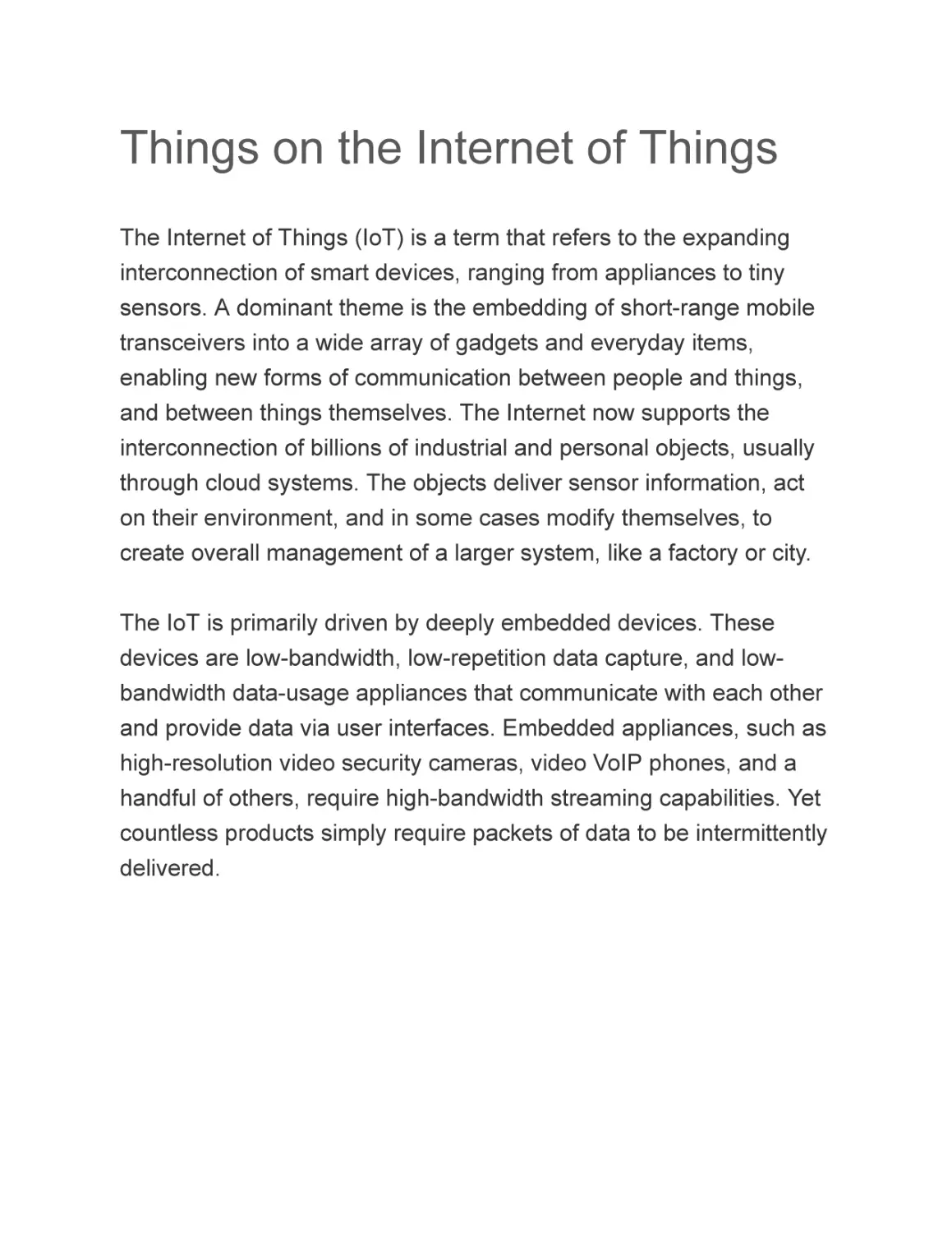Things on the Internet of Things