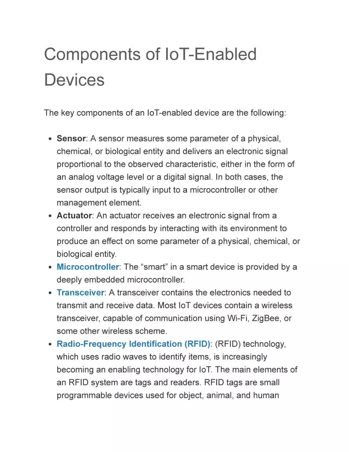 Components of IoT-Enabled Devices