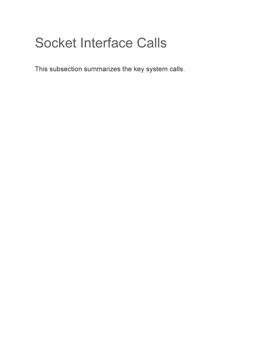Socket Interface Calls