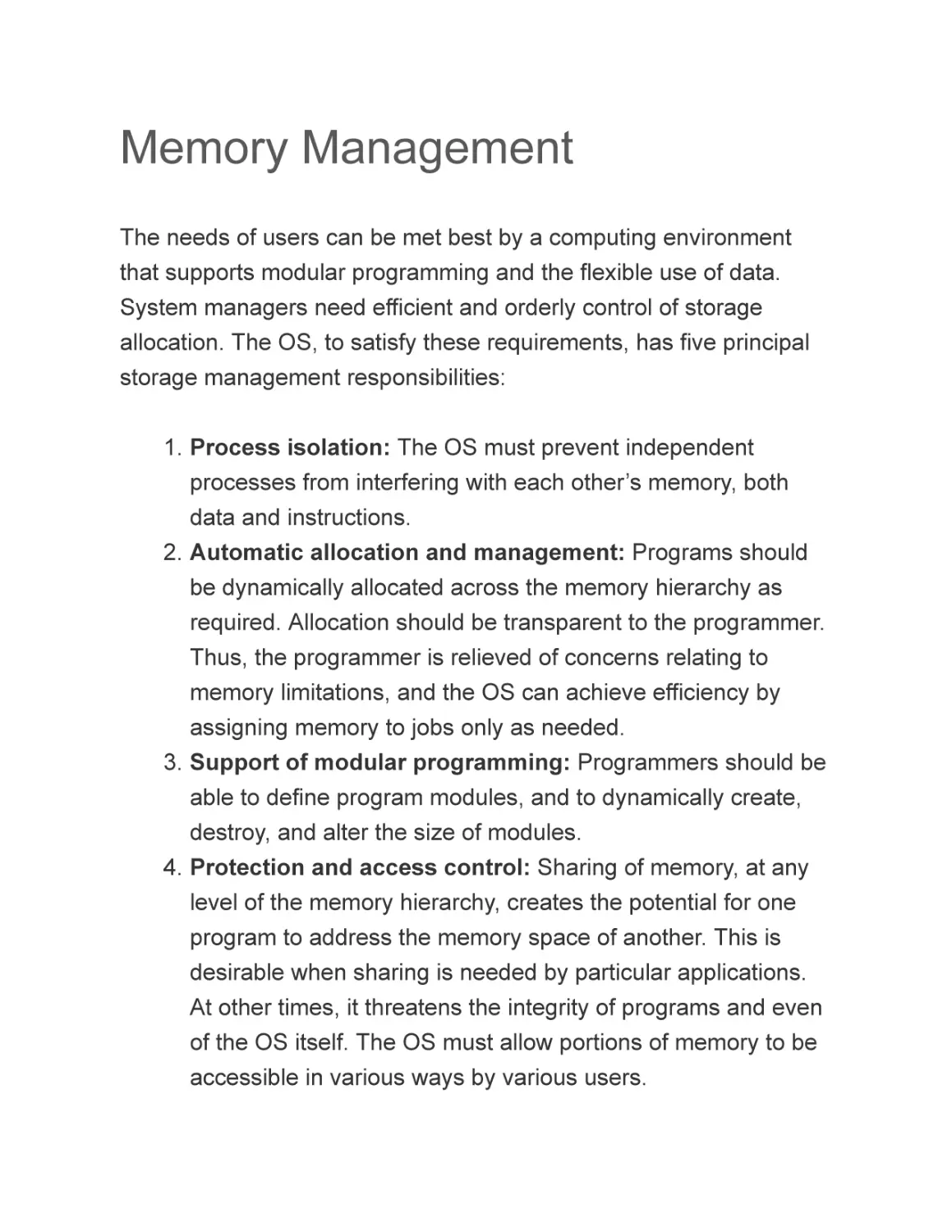 Memory Management