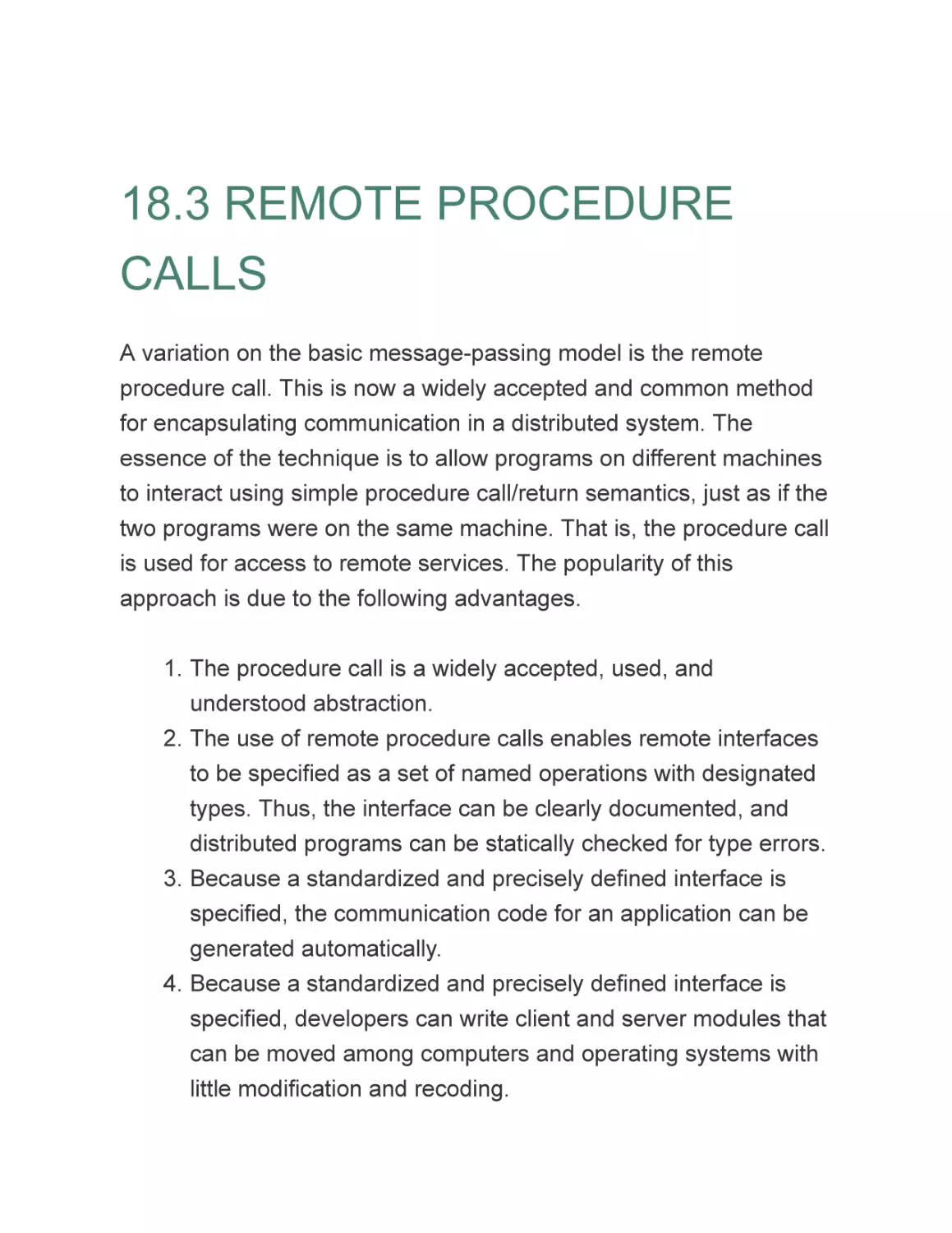 18.3 REMOTE PROCEDURE CALLS