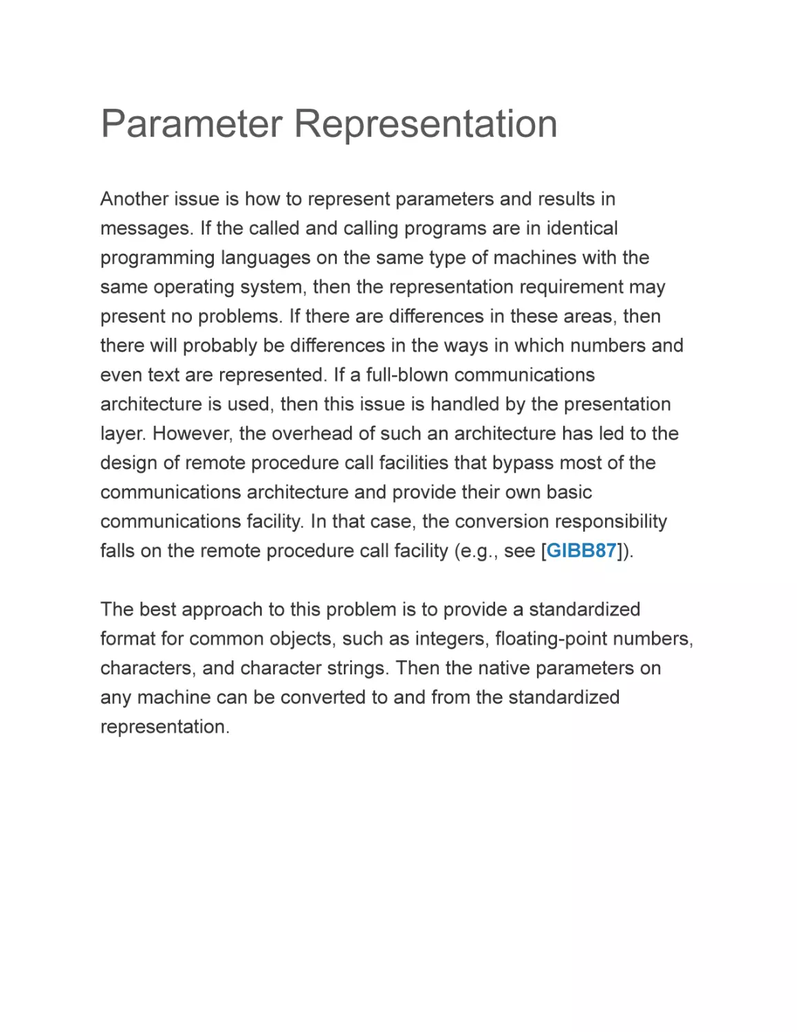 Parameter Representation