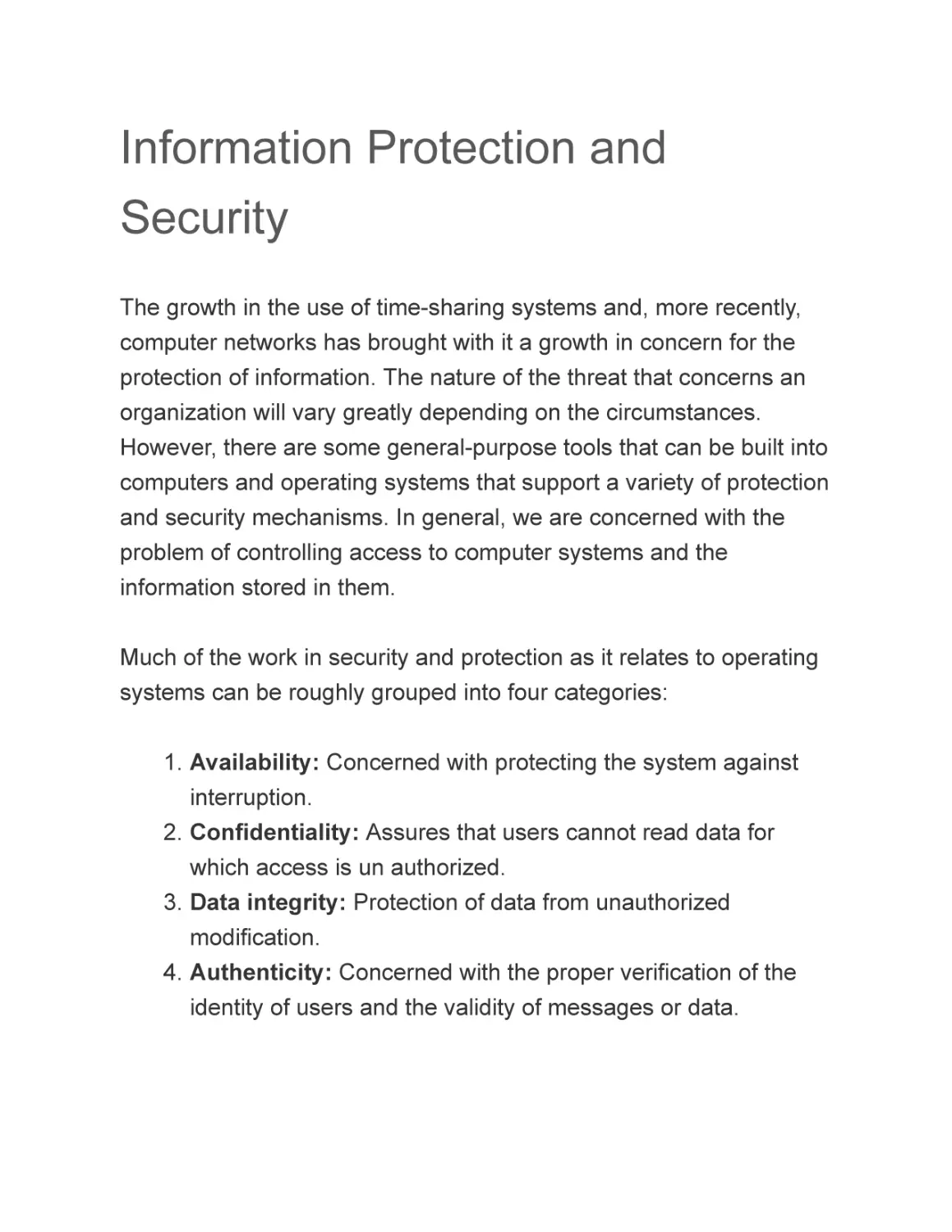 Information Protection and Security