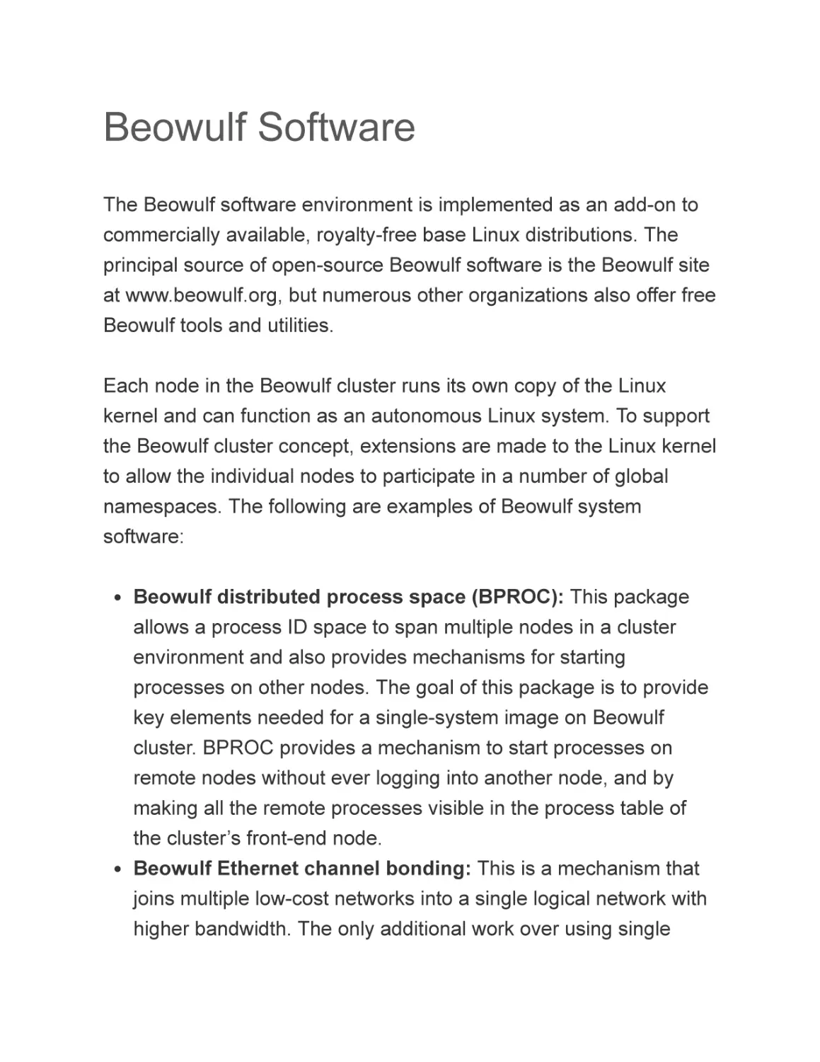 Beowulf Software