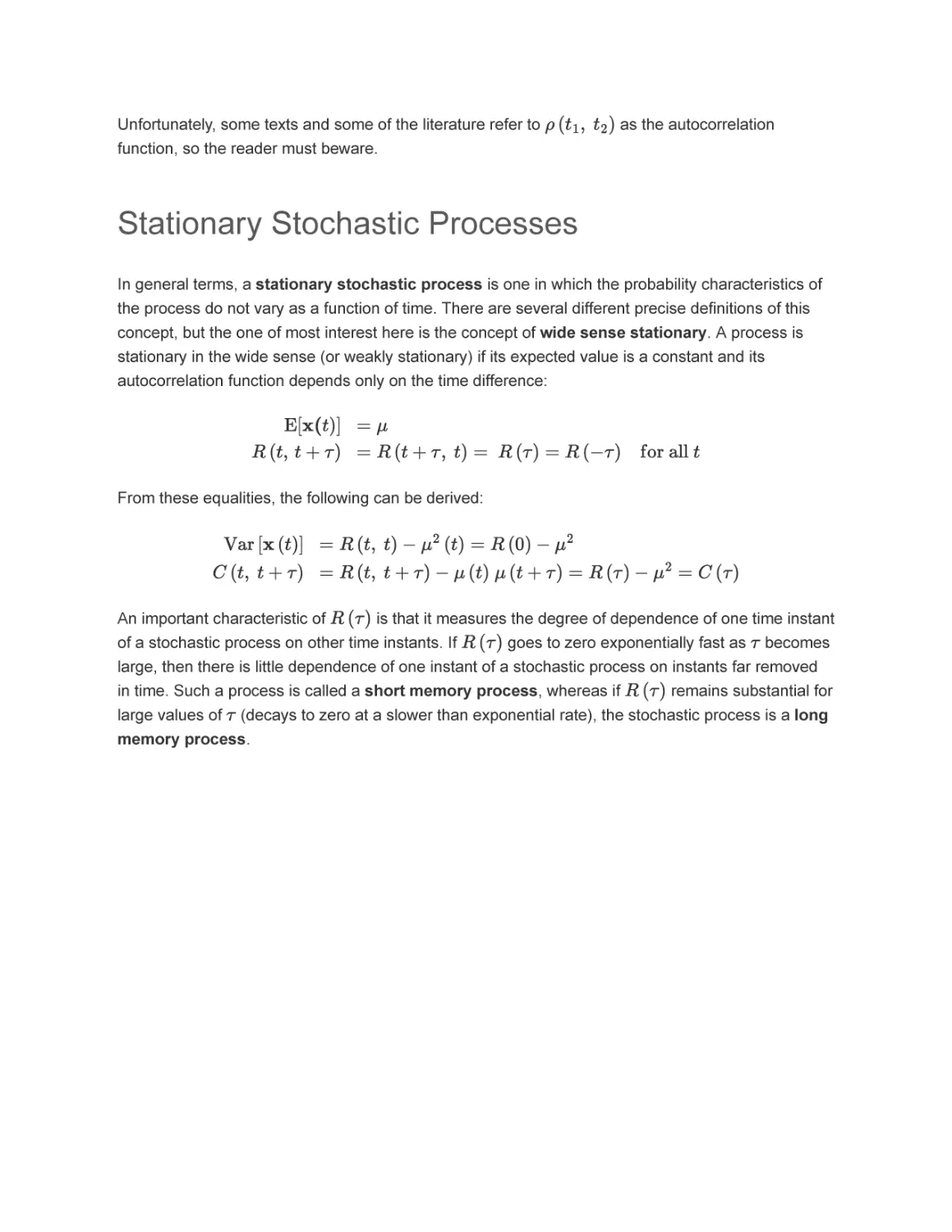 Stationary Stochastic Processes