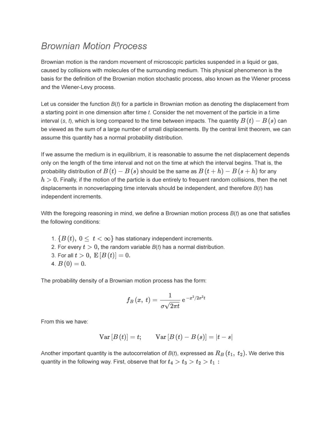 Brownian Motion Process