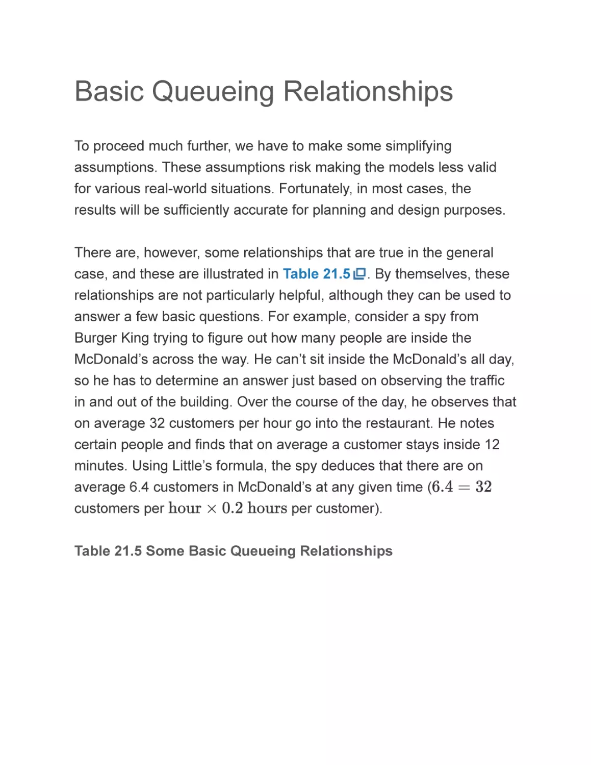 Basic Queueing Relationships