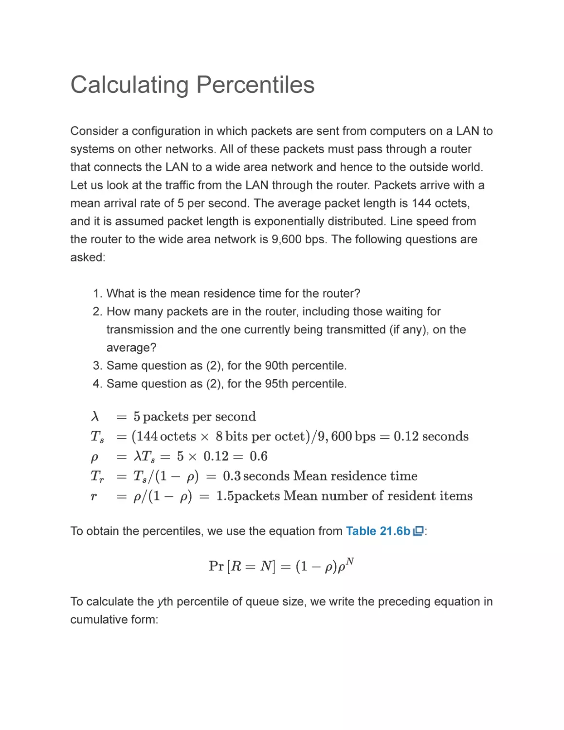 Calculating Percentiles