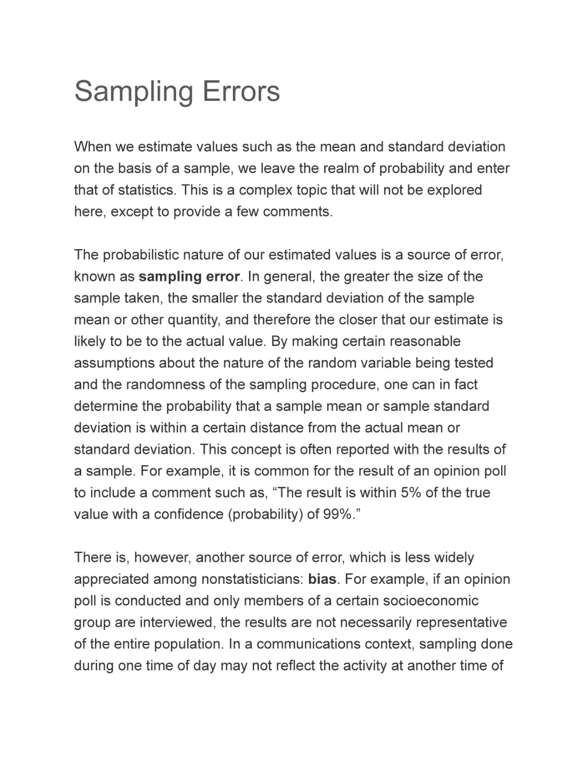 Sampling Errors