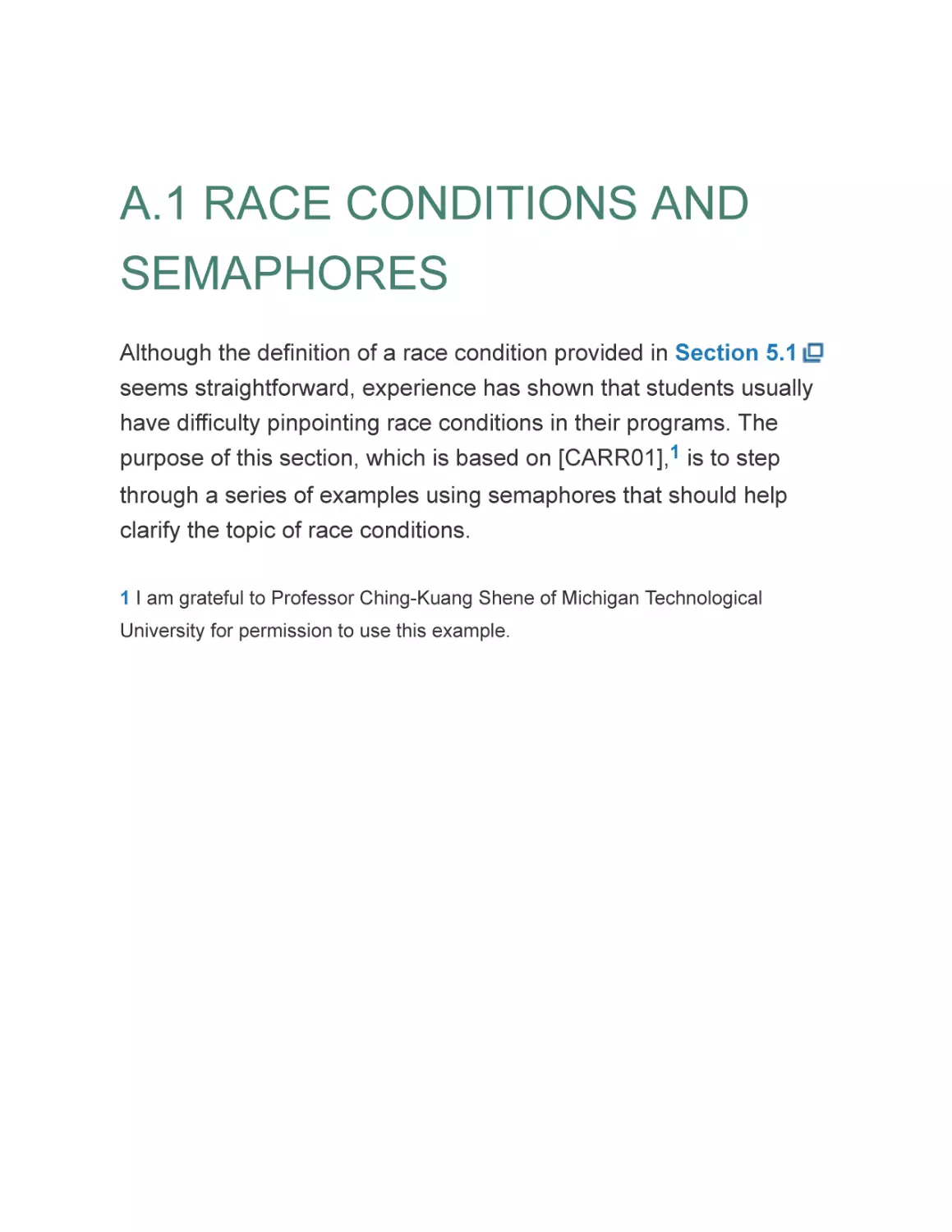 A.1 RACE CONDITIONS AND SEMAPHORES