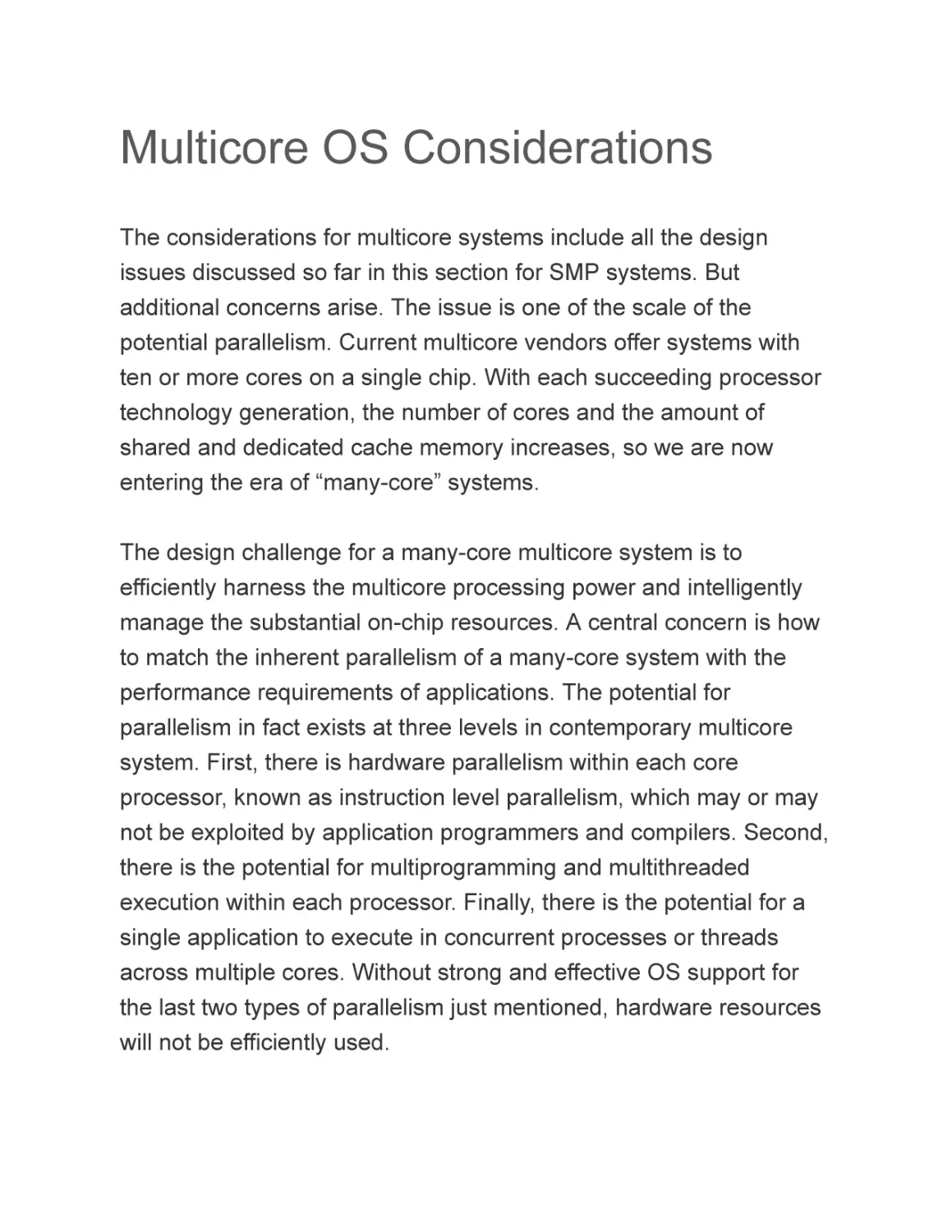 Multicore OS Considerations