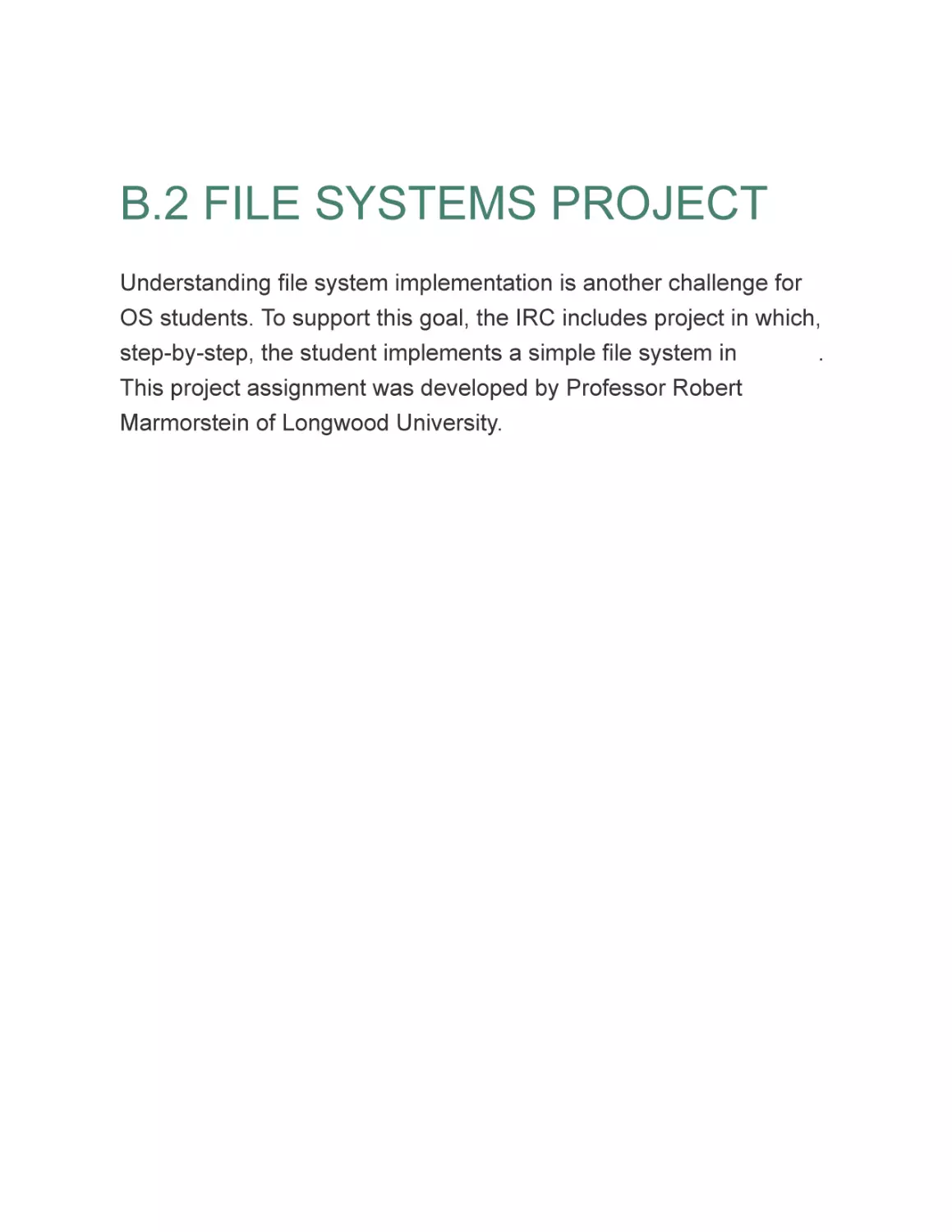 B.2 FILE SYSTEMS PROJECT