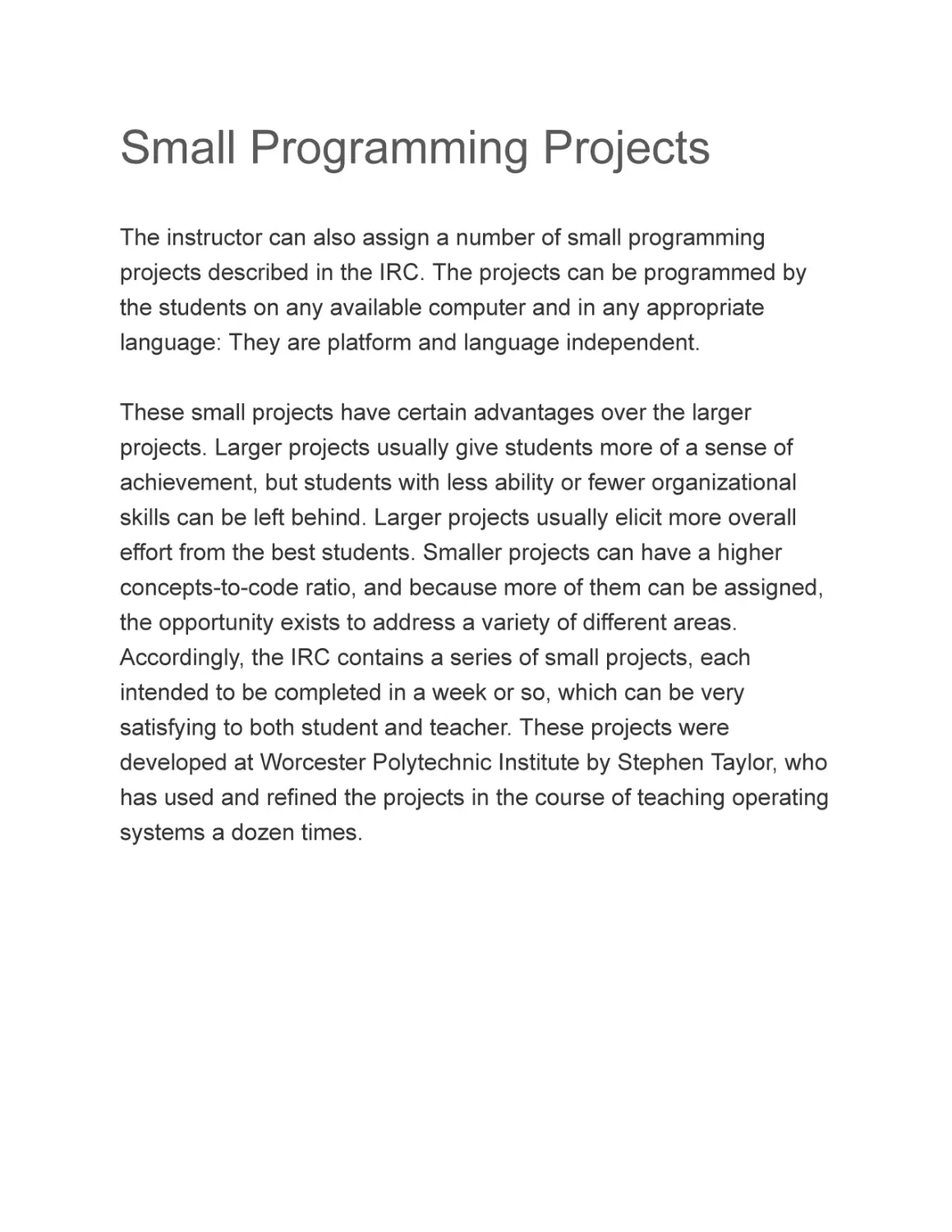 Small Programming Projects