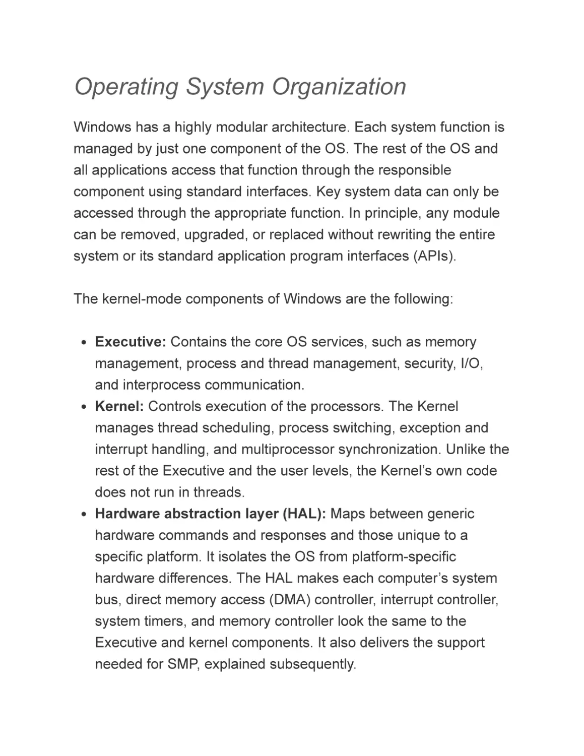 Operating System Organization