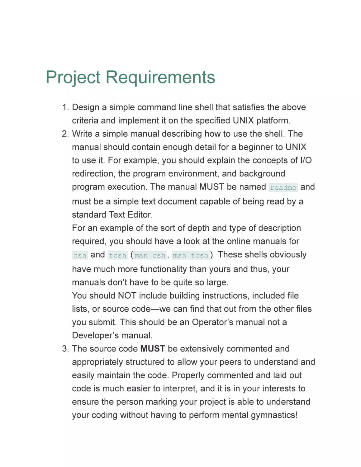 Project Requirements
