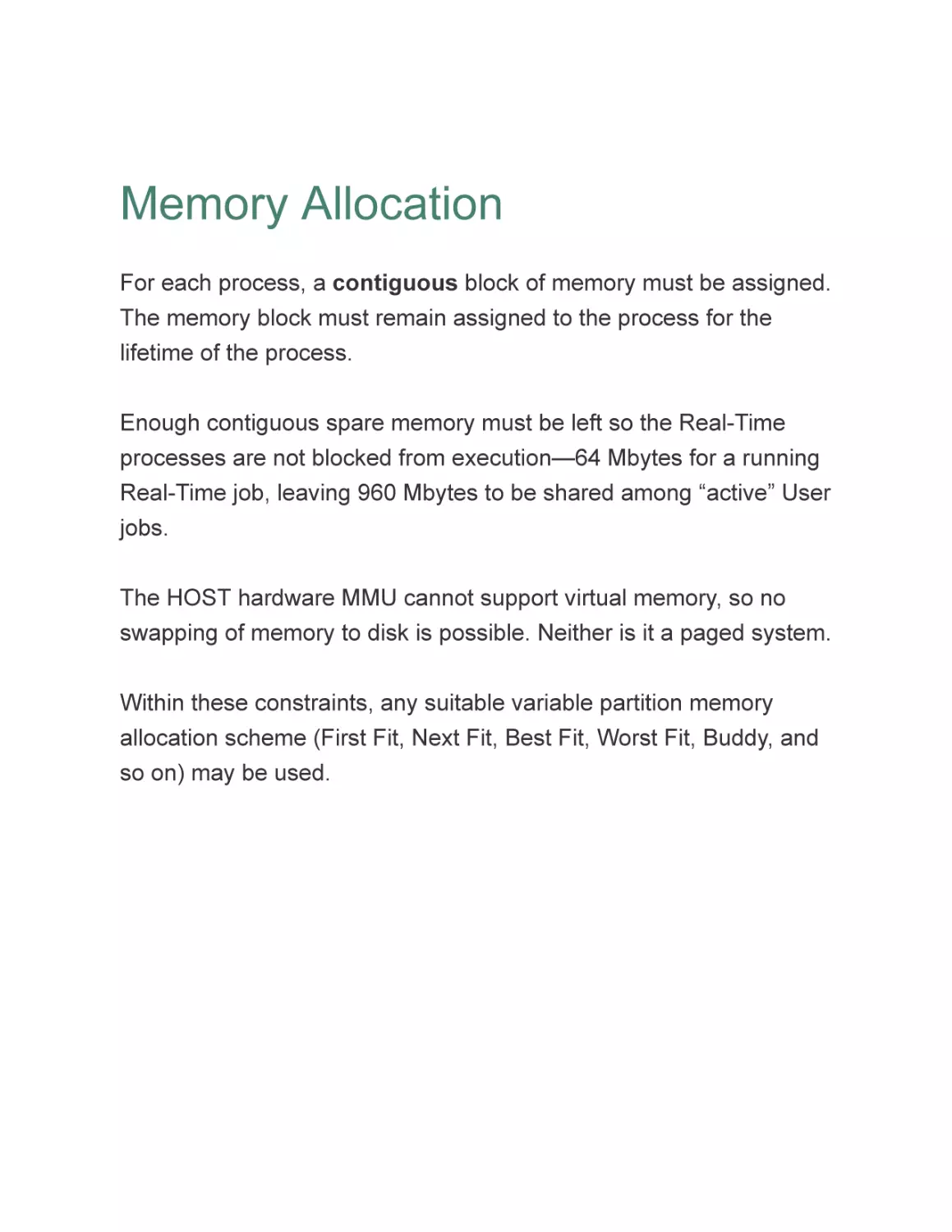 Memory Allocation