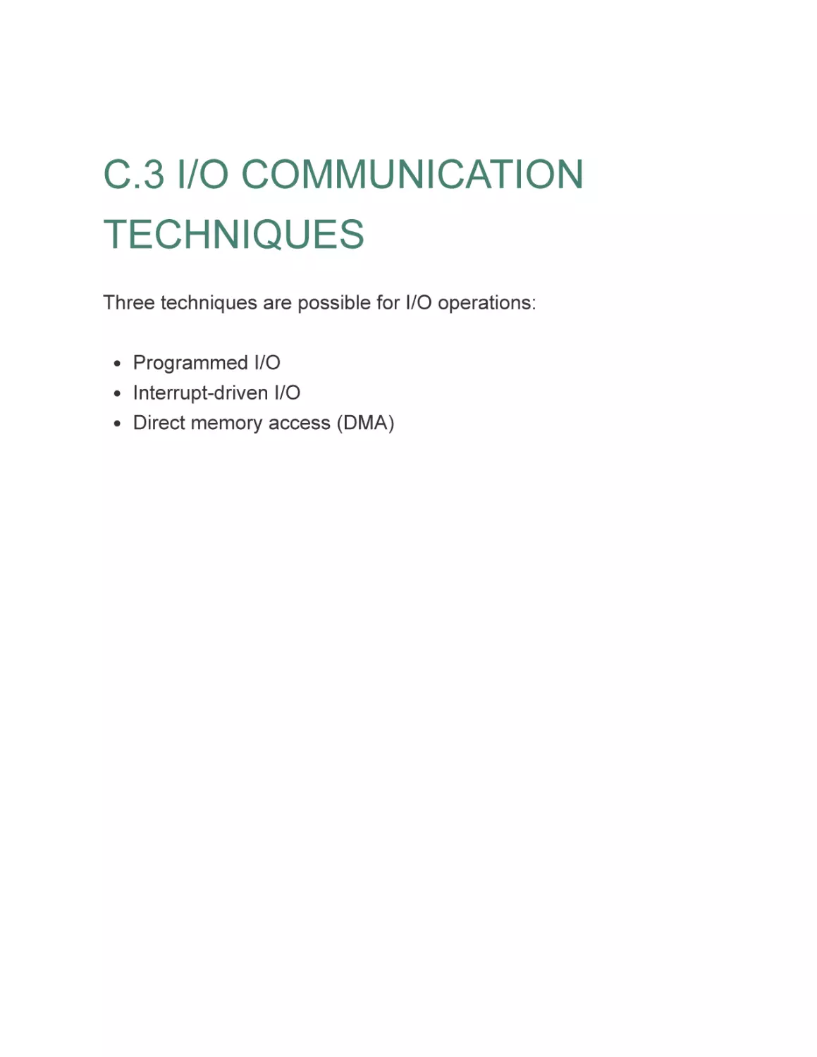 C.3 I/O COMMUNICATION TECHNIQUES