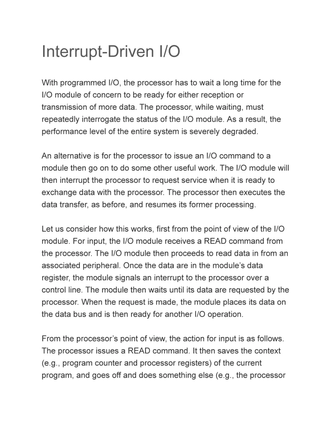 Interrupt-Driven I/O