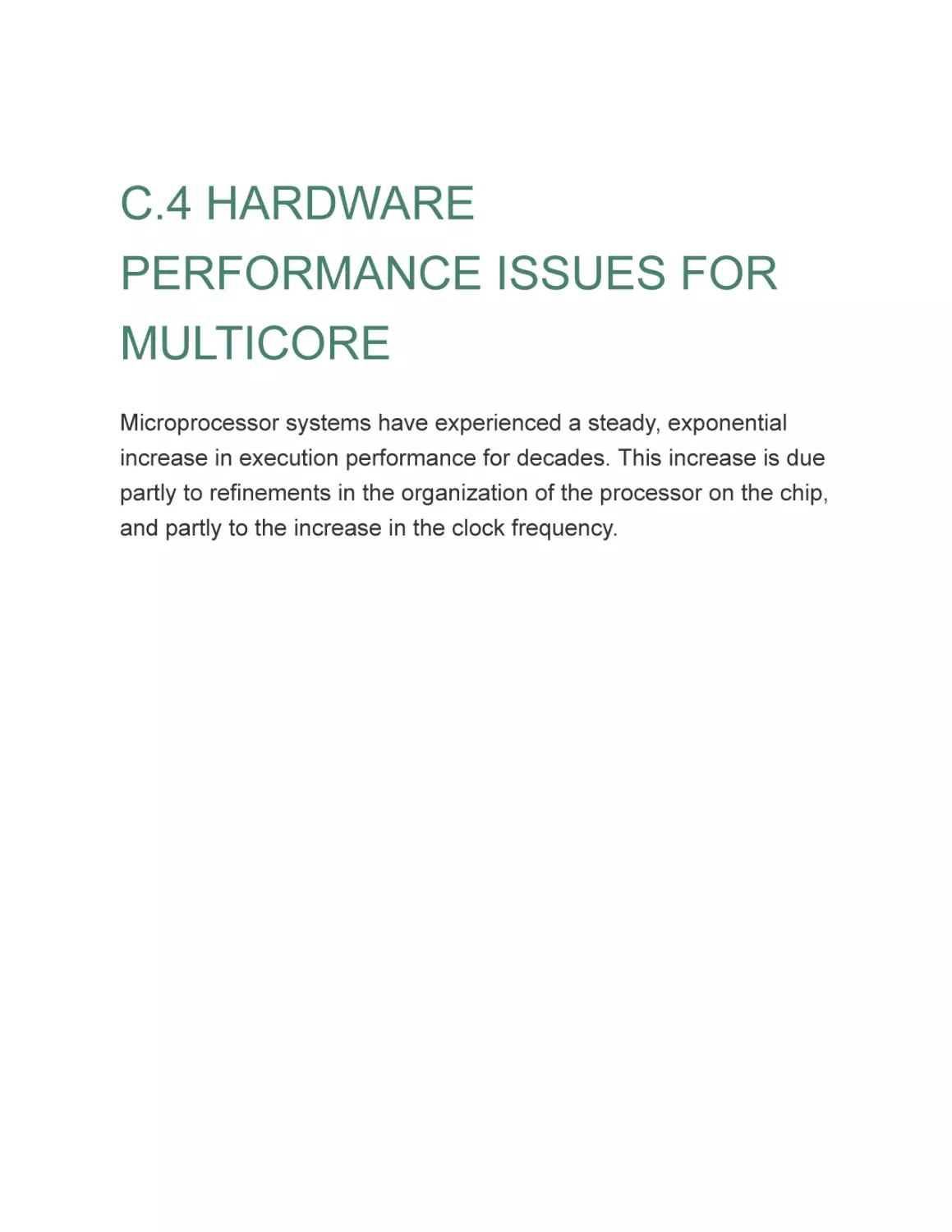 C.4 HARDWARE PERFORMANCE ISSUES FOR MULTICORE