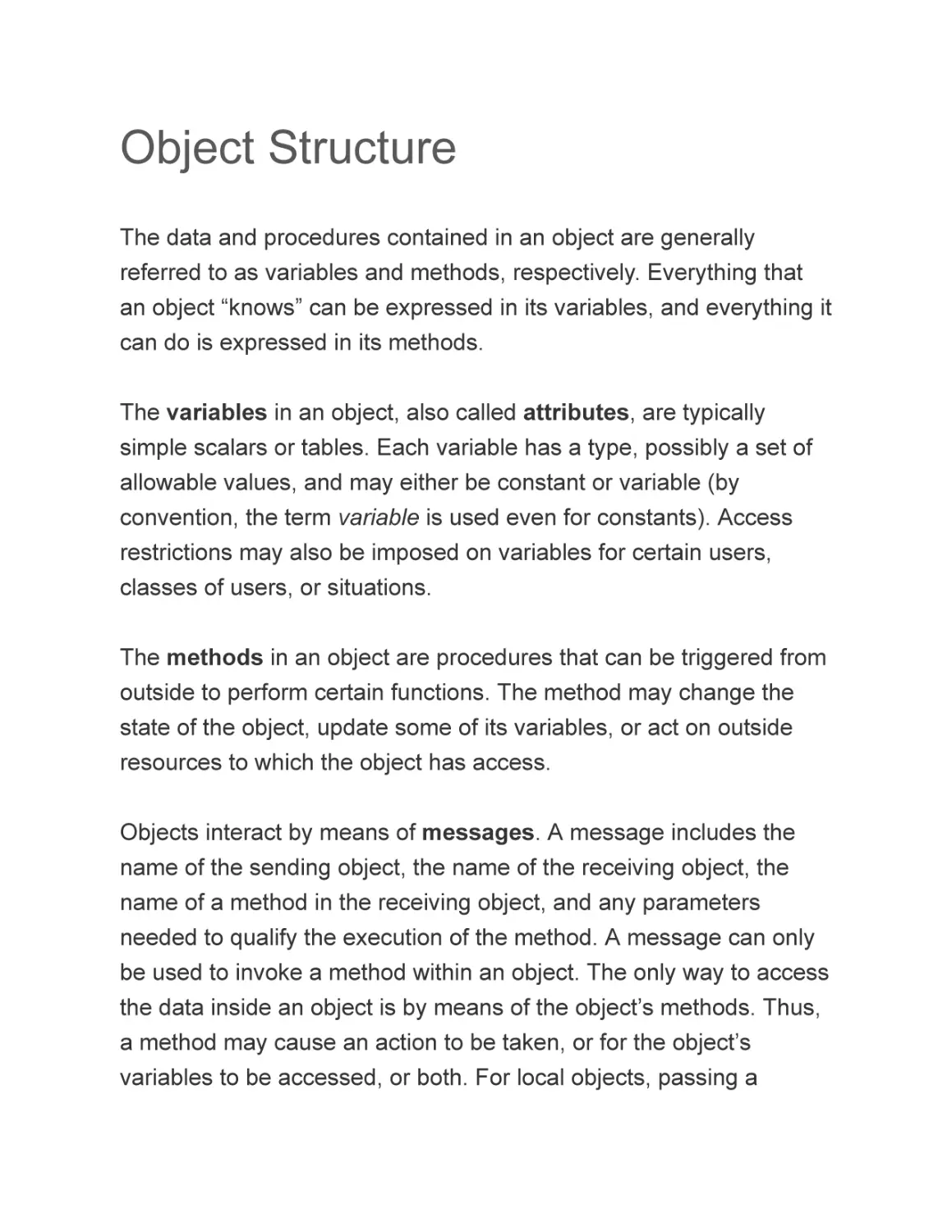 Object Structure