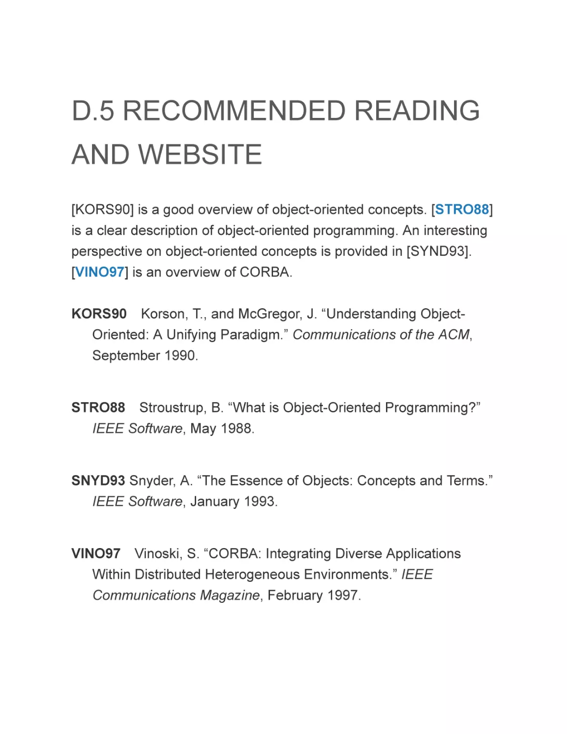 D.5 RECOMMENDED READING AND WEBSITE