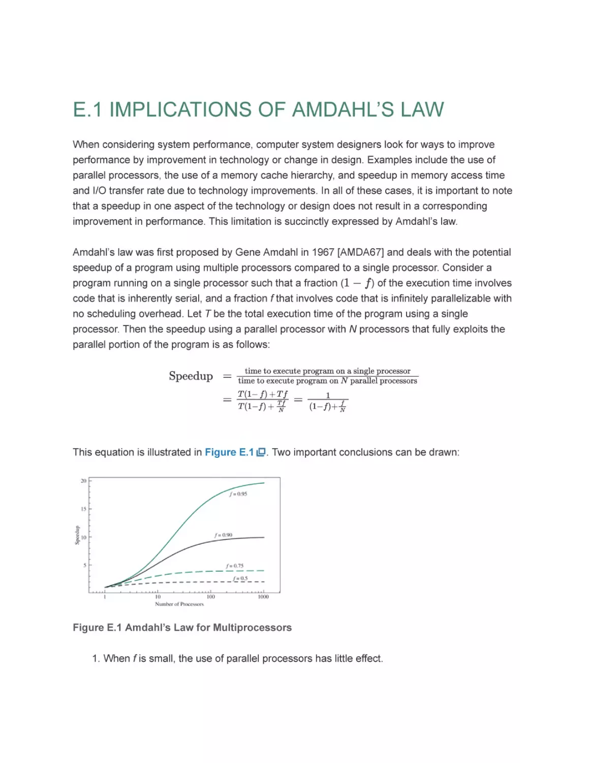 E.1 IMPLICATIONS OF AMDAHL’S LAW