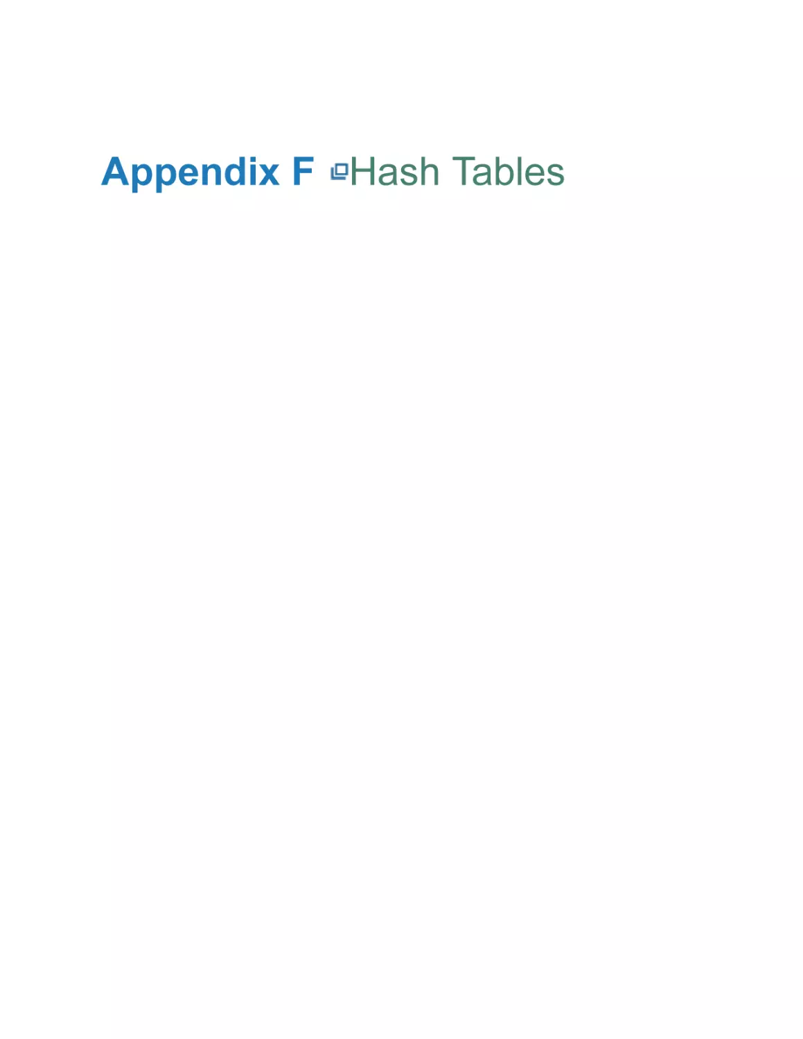 Appendix F Hash Tables