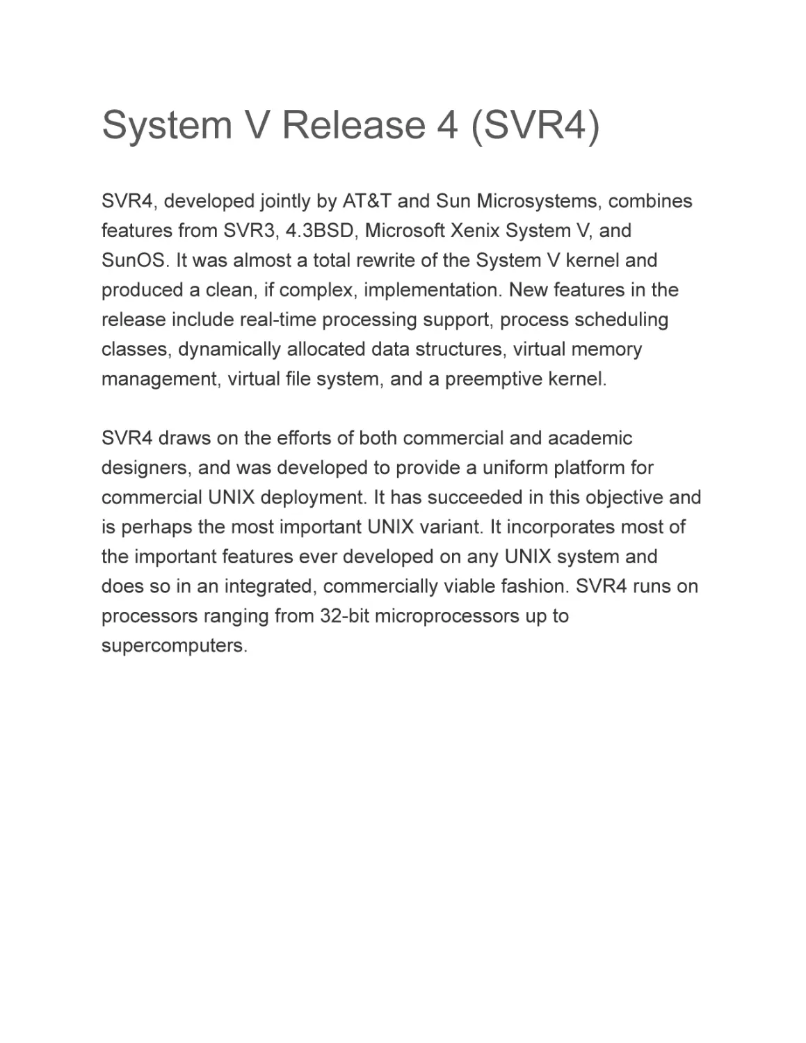 System V Release 4 (SVR4)