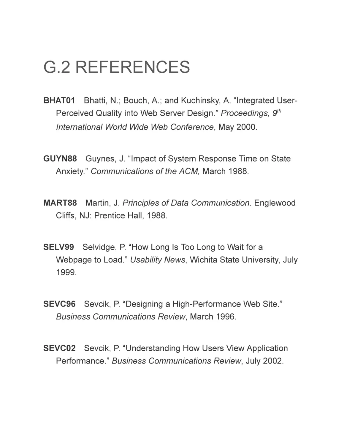 G.2 REFERENCES