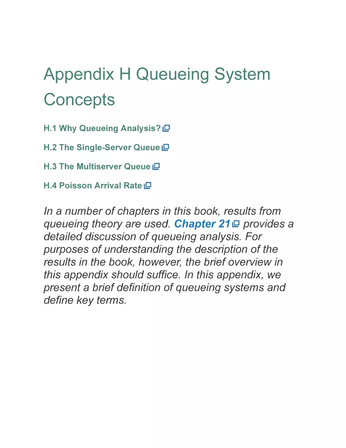 Appendix H Queueing System Concepts