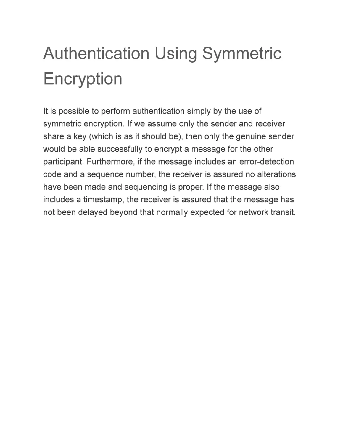 Authentication Using Symmetric Encryption