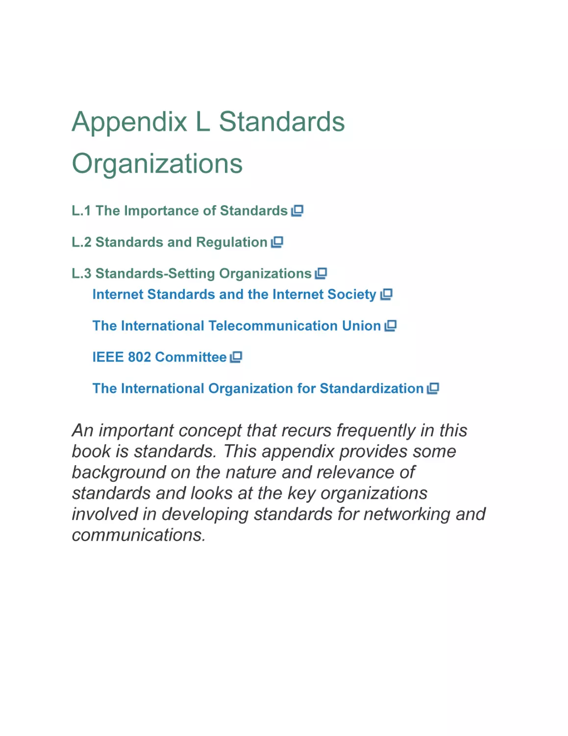 Appendix L Standards Organizations