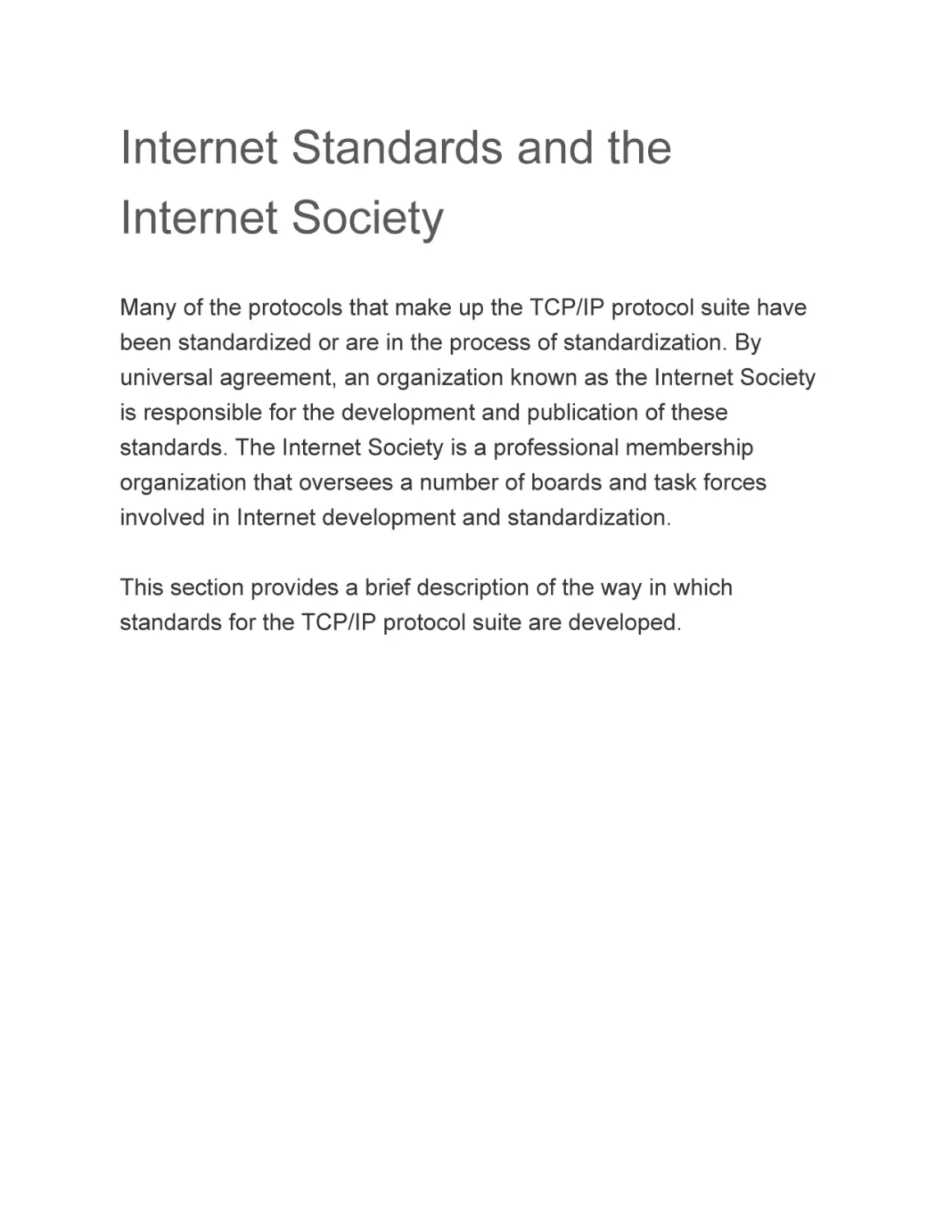 Internet Standards and the Internet Society