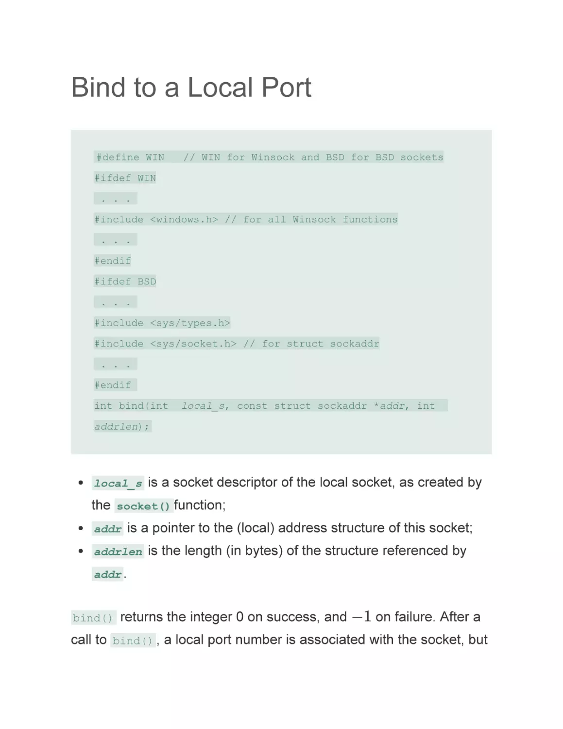 Bind to a Local Port