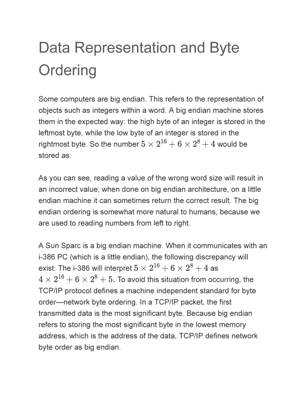 Data Representation and Byte Ordering
