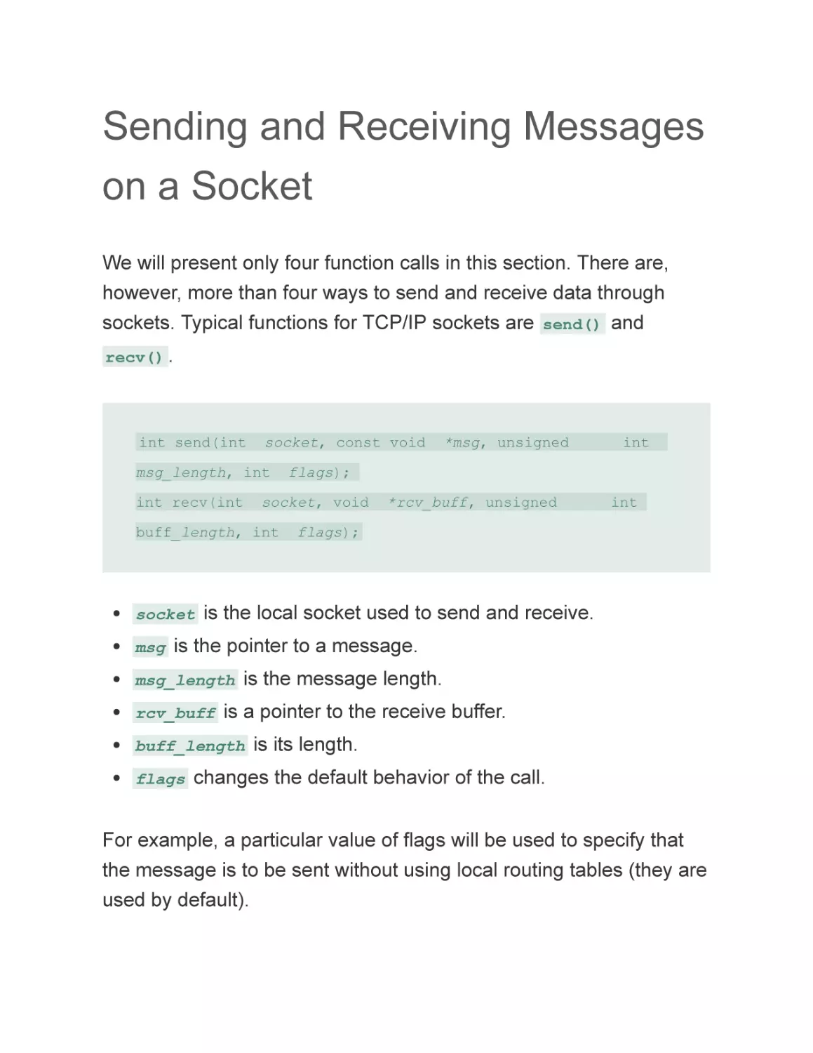 Sending and Receiving Messages on a Socket