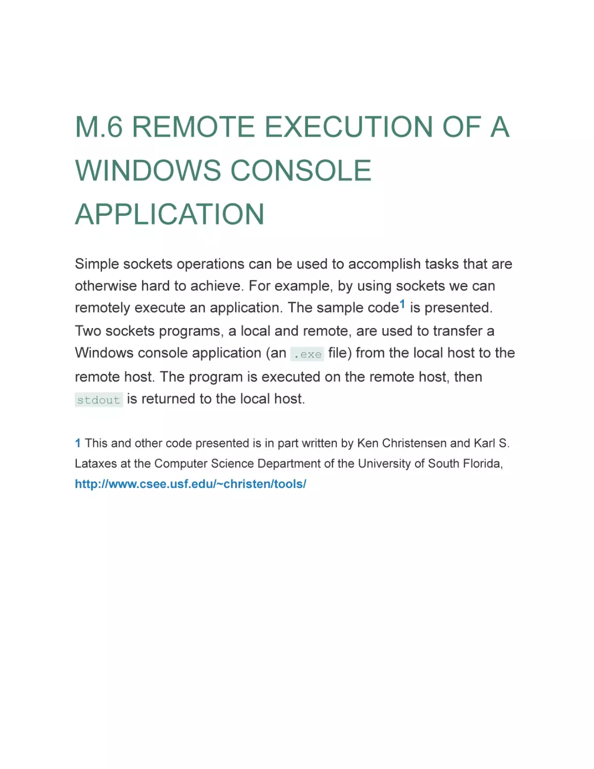 M.6 REMOTE EXECUTION OF A WINDOWS CONSOLE APPLICATION