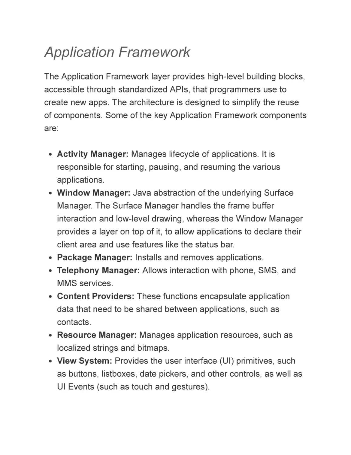 Application Framework