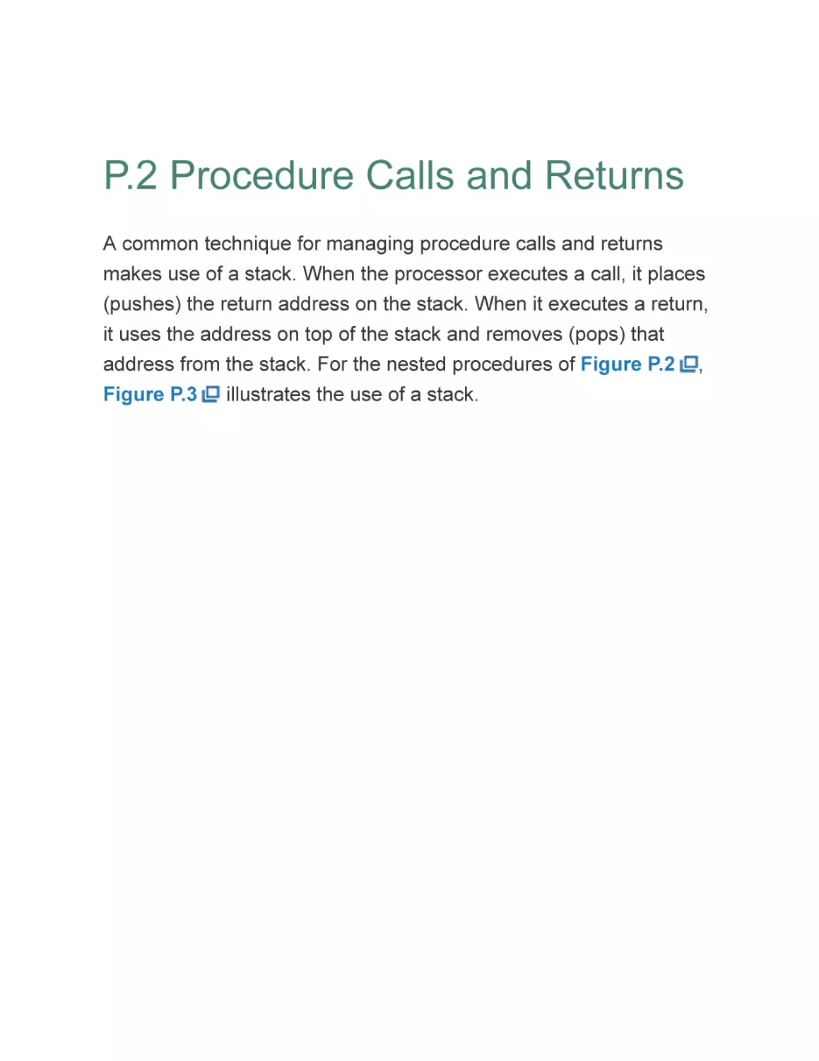 P.2 Procedure Calls and Returns