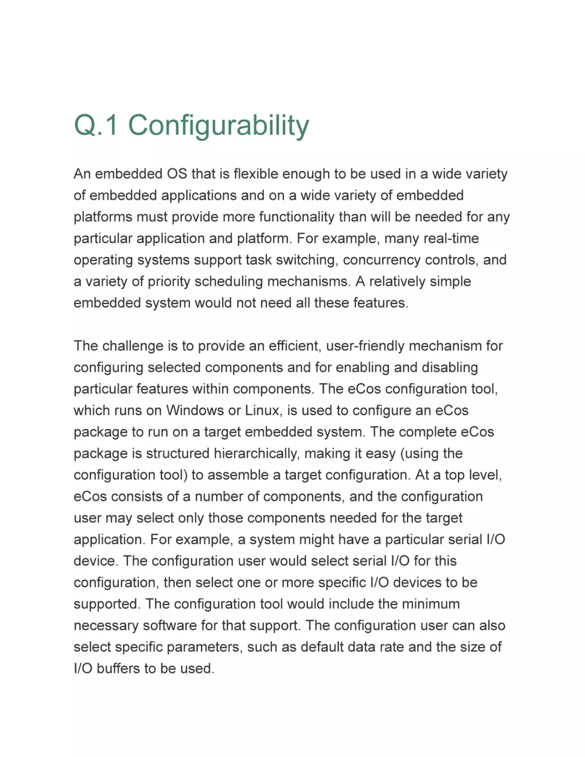 Q.1 Configurability