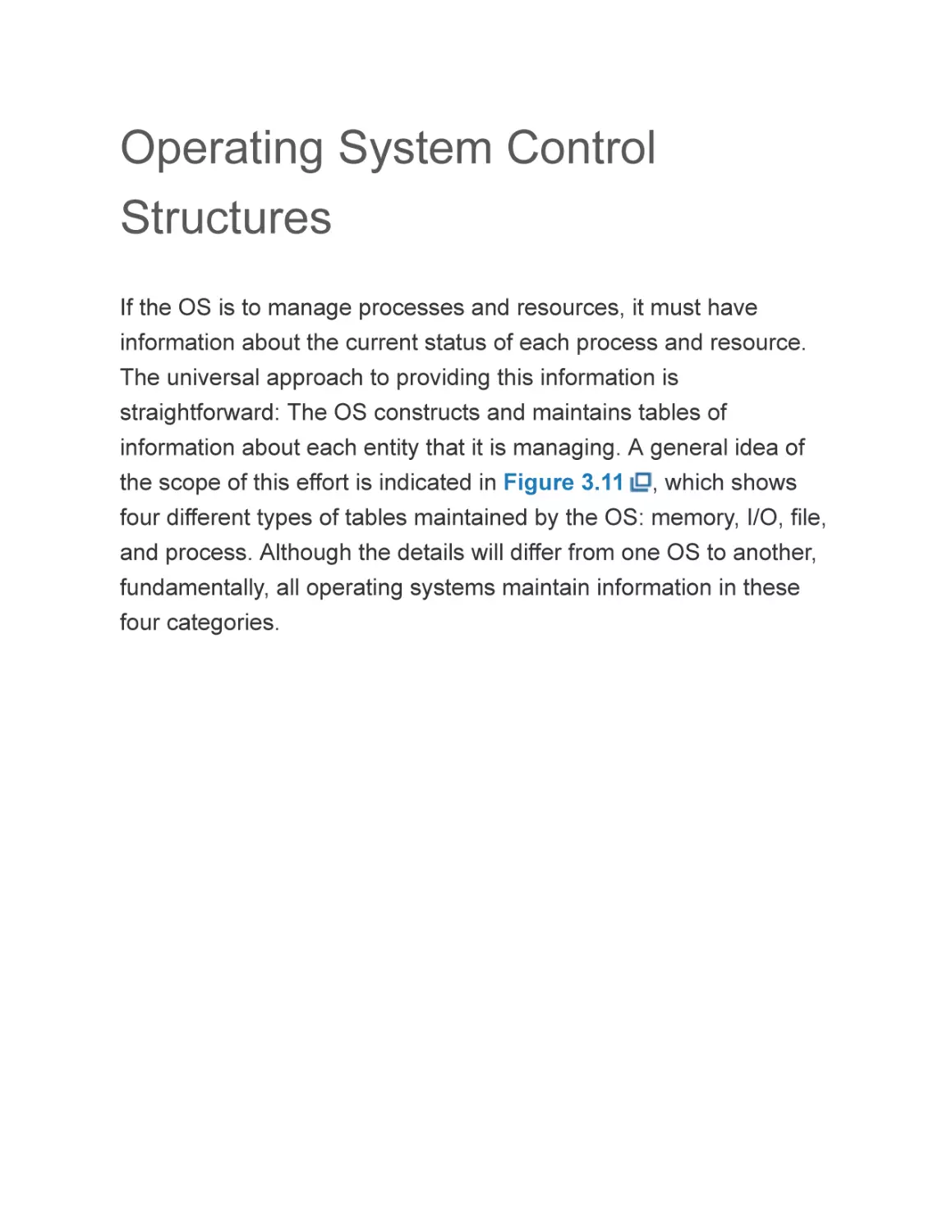 Operating System Control Structures