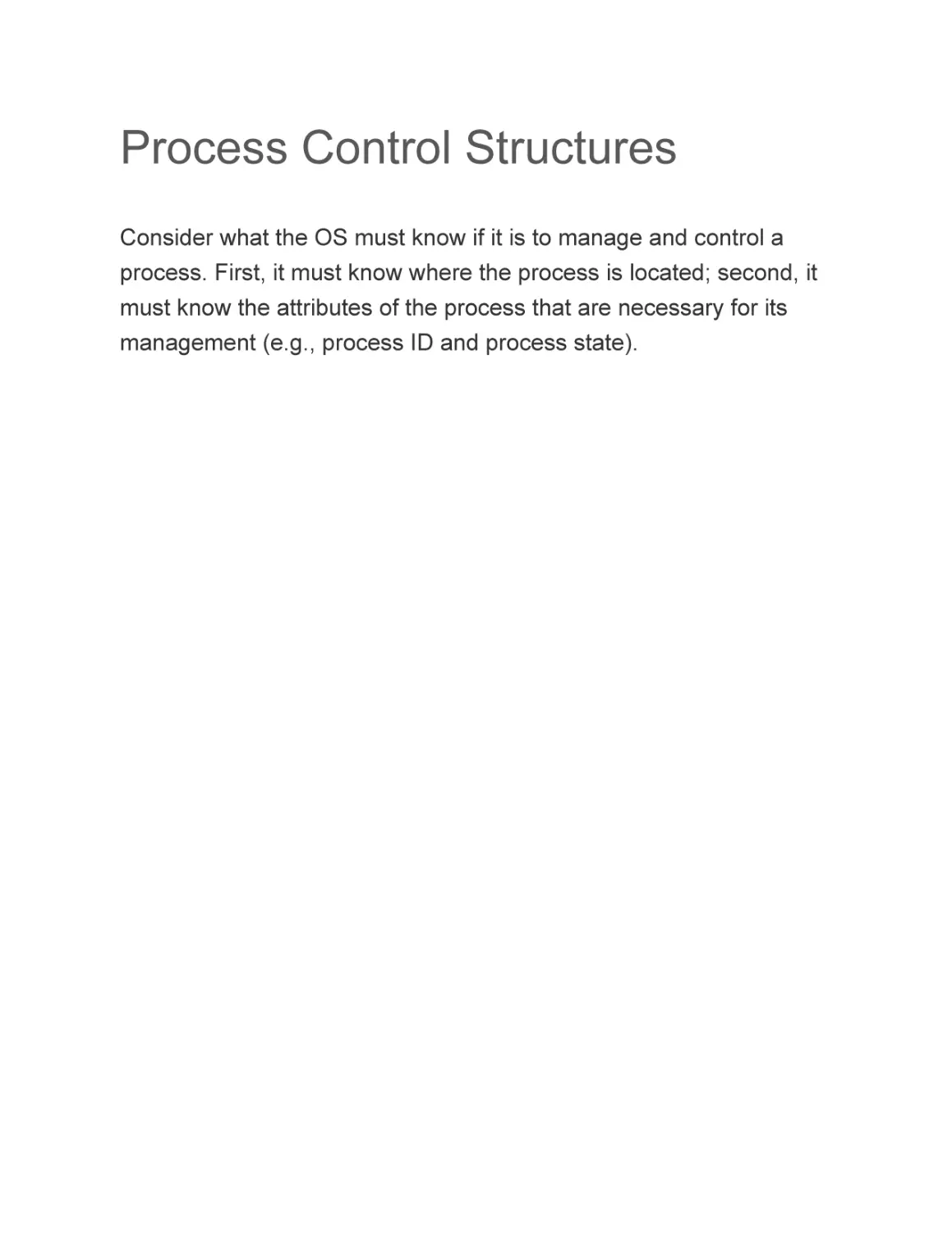 Process Control Structures