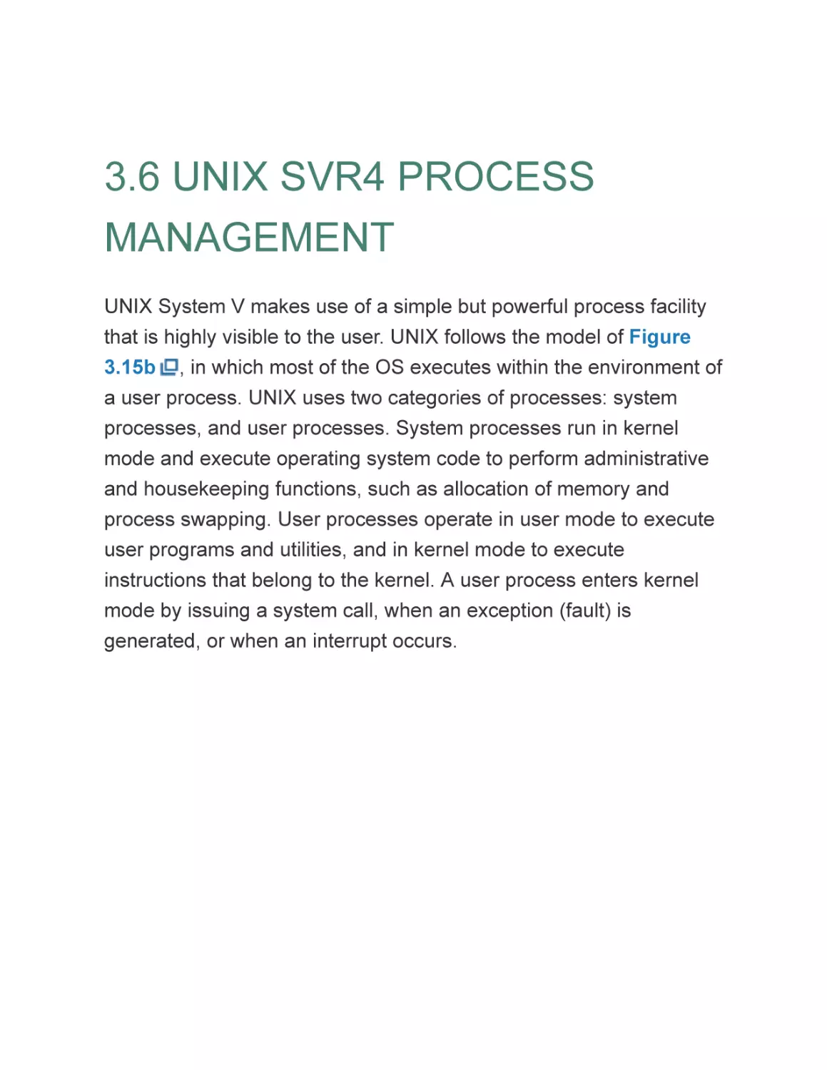 3.6 UNIX SVR4 PROCESS MANAGEMENT