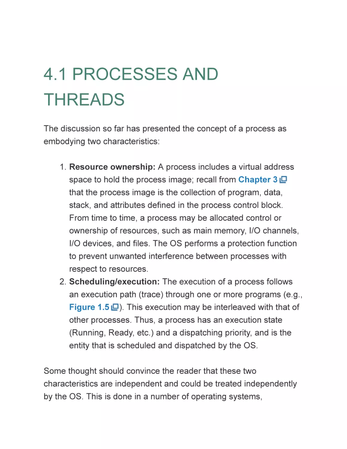 4.1 PROCESSES AND THREADS