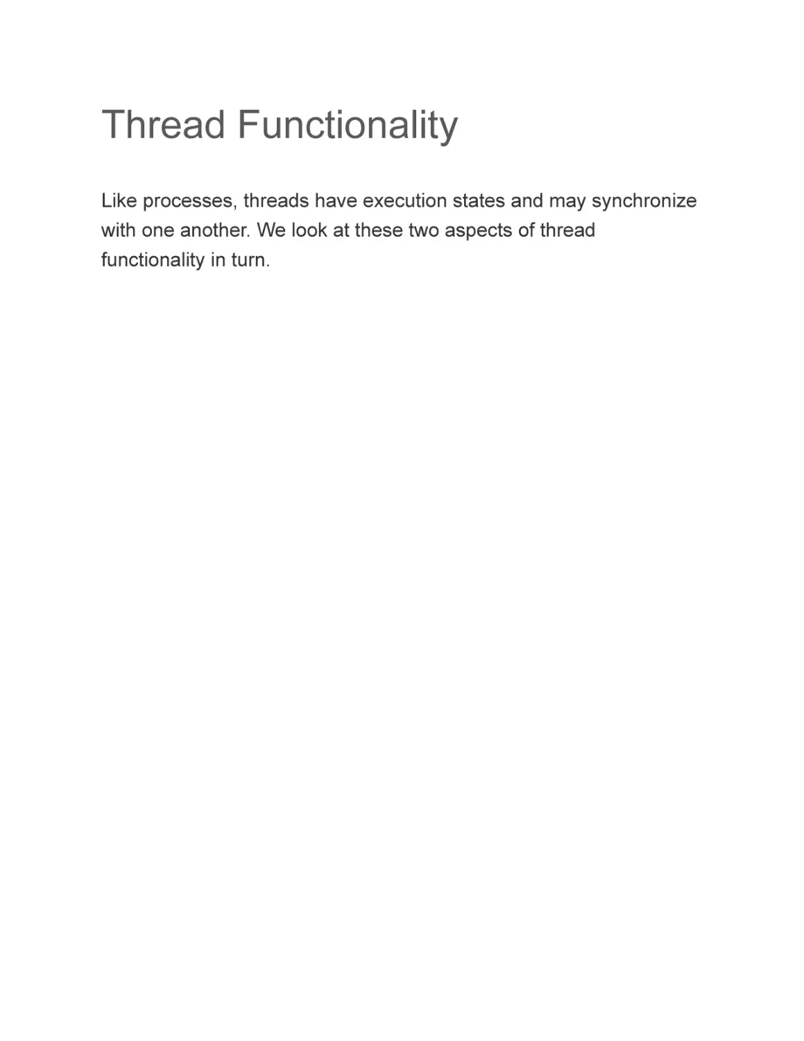 Thread Functionality