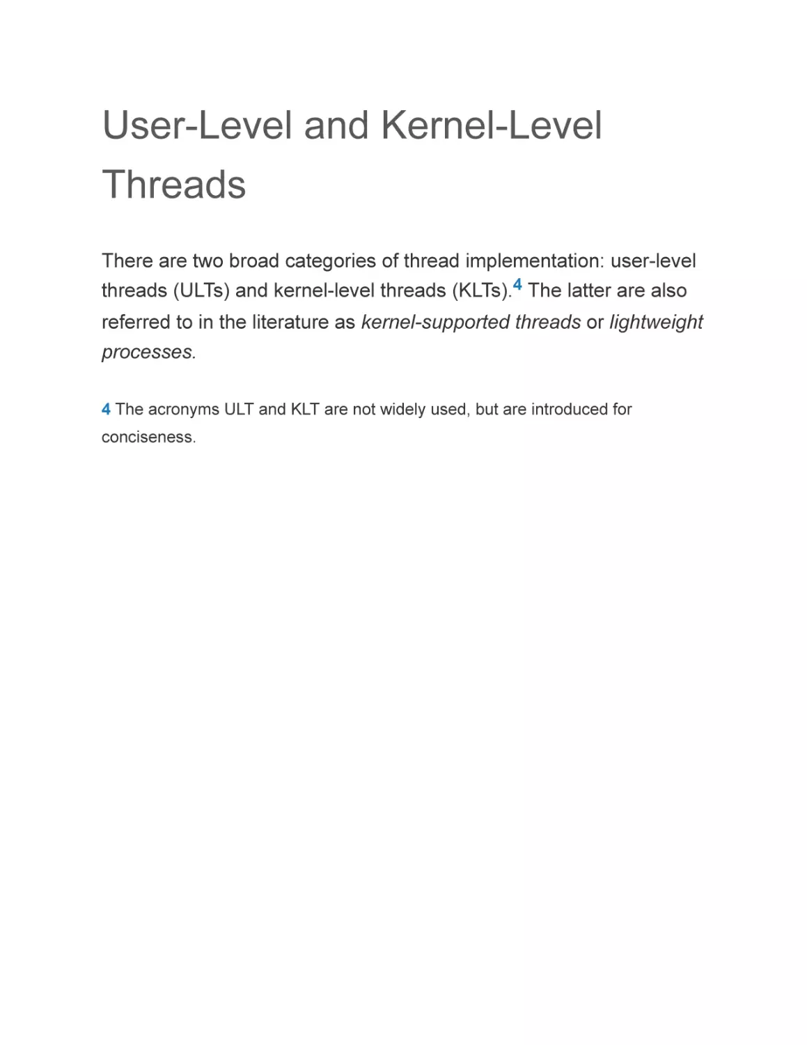 User-Level and Kernel-Level Threads