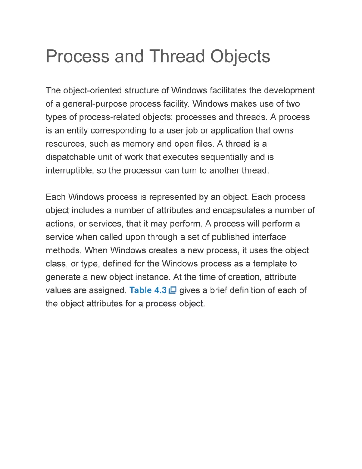 Process and Thread Objects
