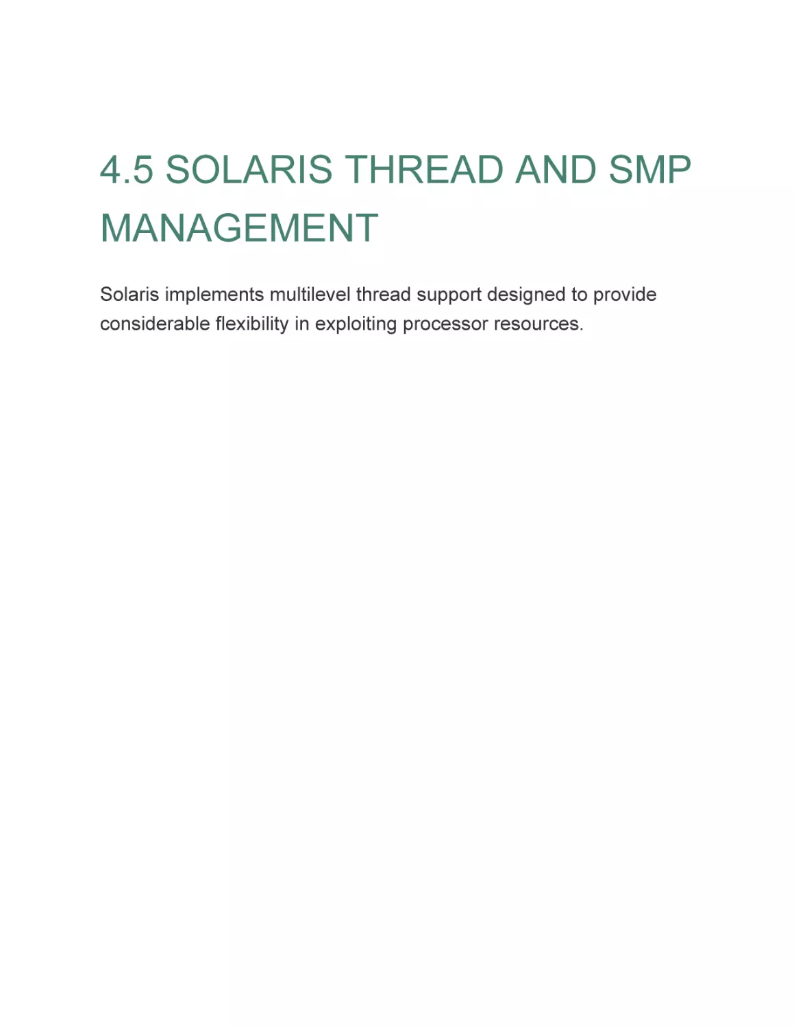 4.5 SOLARIS THREAD AND SMP MANAGEMENT
